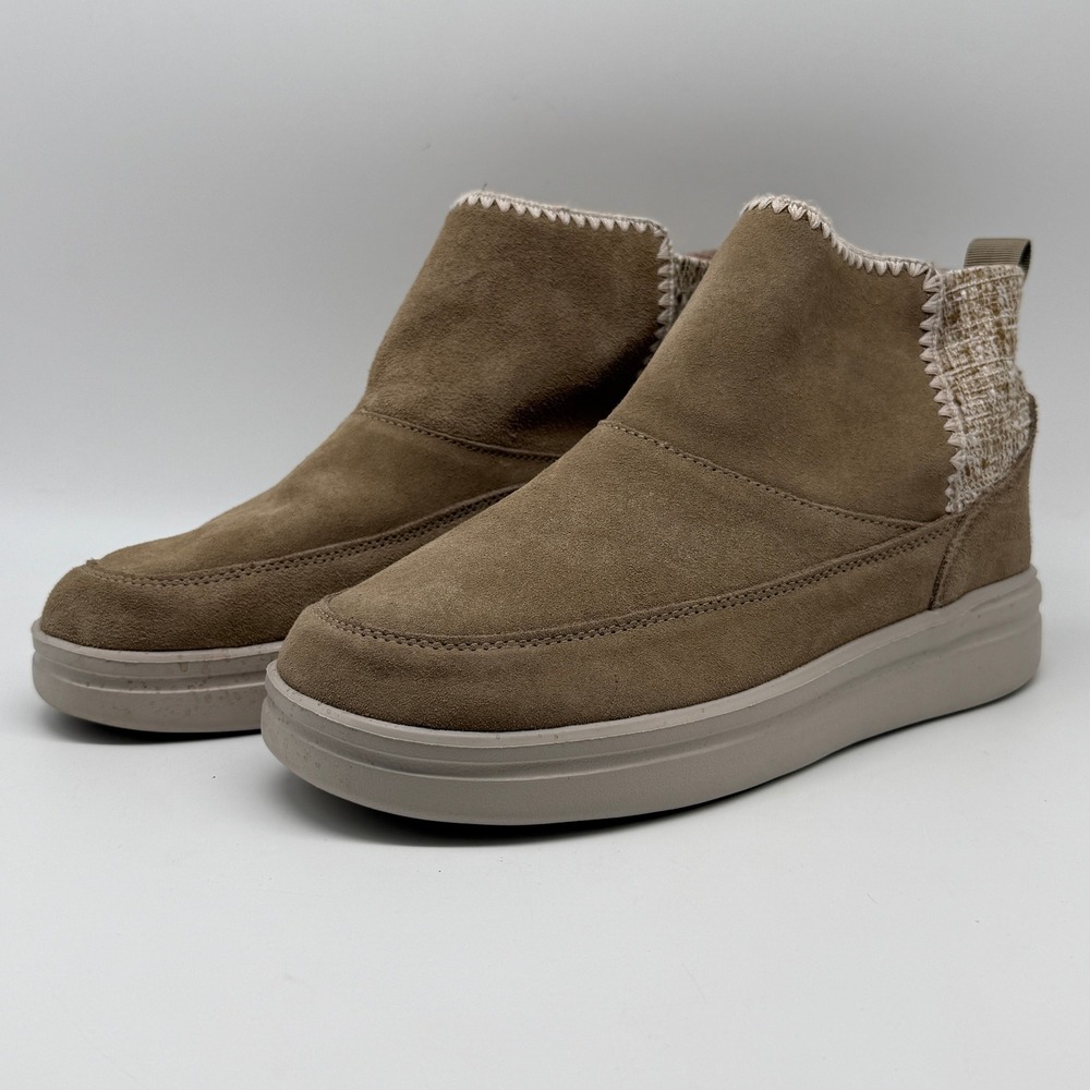 Hey Dude Mel Suede Boots Womens Size 10 Sand Tan Slip On Ankle Booties 122090504